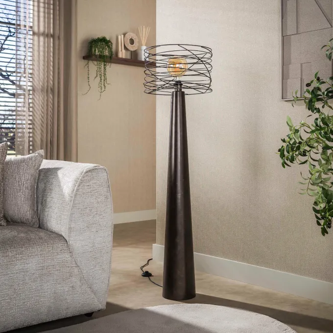 WoonStijl Vloerlamp Curl 1-lichts Urban bruin