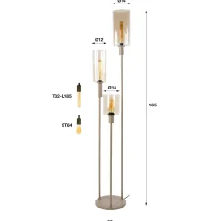 WoonStijl Vloerlamp 3L getrapt Sepiora Beige