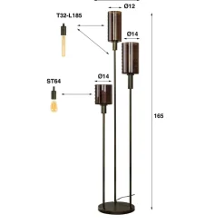 WoonStijl Vloerlamp 3L getrapt Sepiora