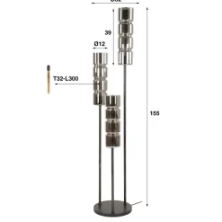 WoonStijl Vloerlamp 3L getrapt cylinder glas