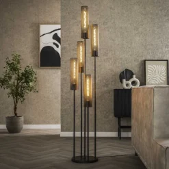 WoonStijl Vloerlamp 5L getrapt tube mesh