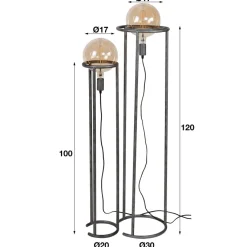 WoonStijl Vloerlamp 2L Match Set van 2 - Oud Zilver