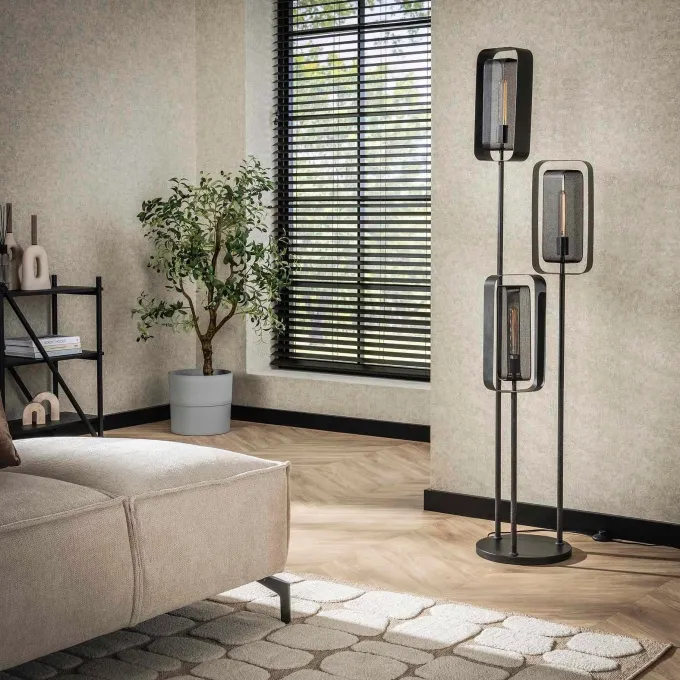 WoonStijl Vloerlamp 3L mesh rotate