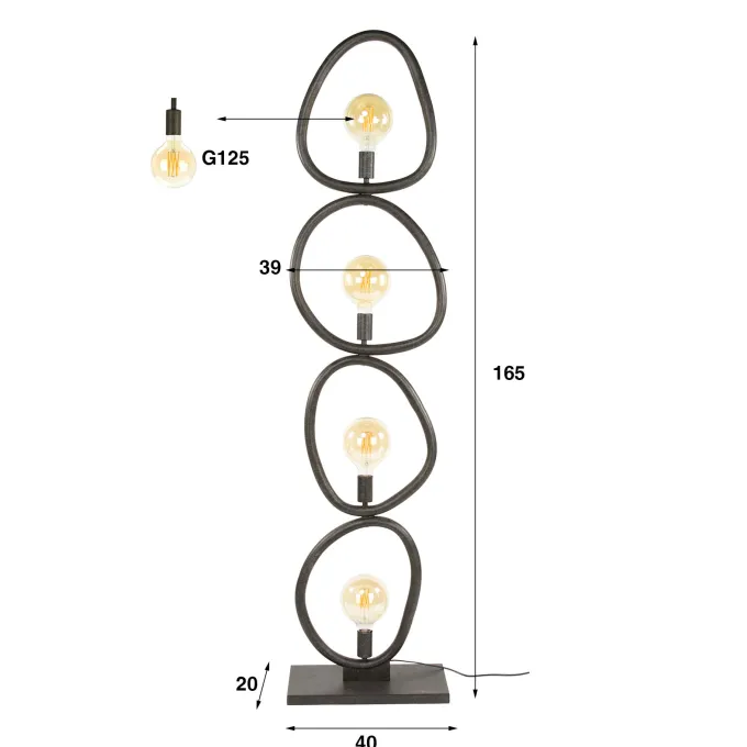 WoonStijl Vloerlamp 4L Pebble