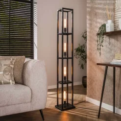 WoonStijl Vloerlamp 4L Quadra Artic Zwart