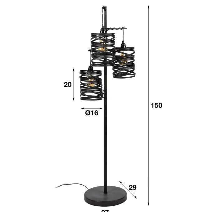 WoonStijl Vloerlamp 3L spindle slate grey / Slate grey