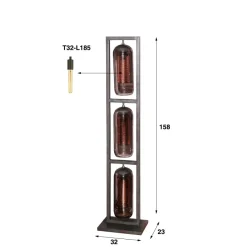WoonStijl Vloerlamp 3L tower smoke glas-geperforeerd staal