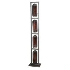 WoonStijl Vloerlamp 4L tower smoke glas-geperforeerd staal