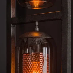 WoonStijl Vloerlamp 4L tower smoke glas-geperforeerd staal