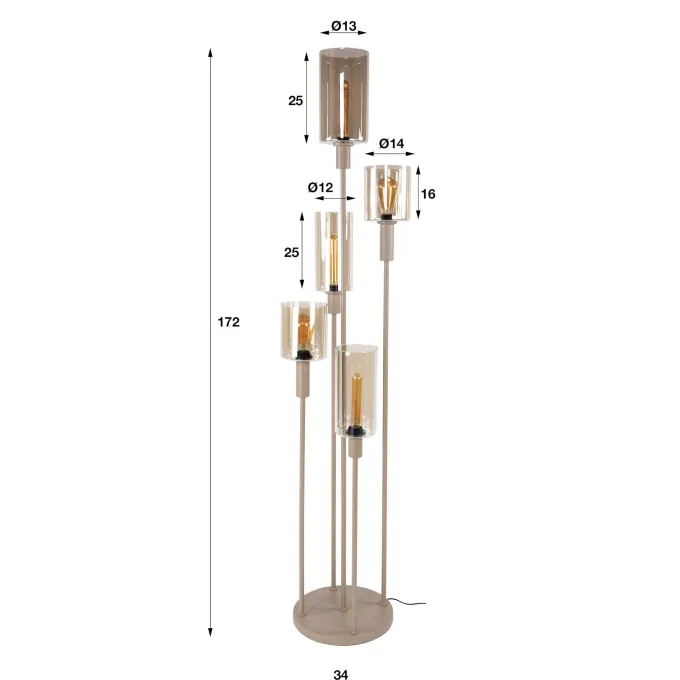 WoonStijl Vloerlamp Sepiora 5-lichts Beige