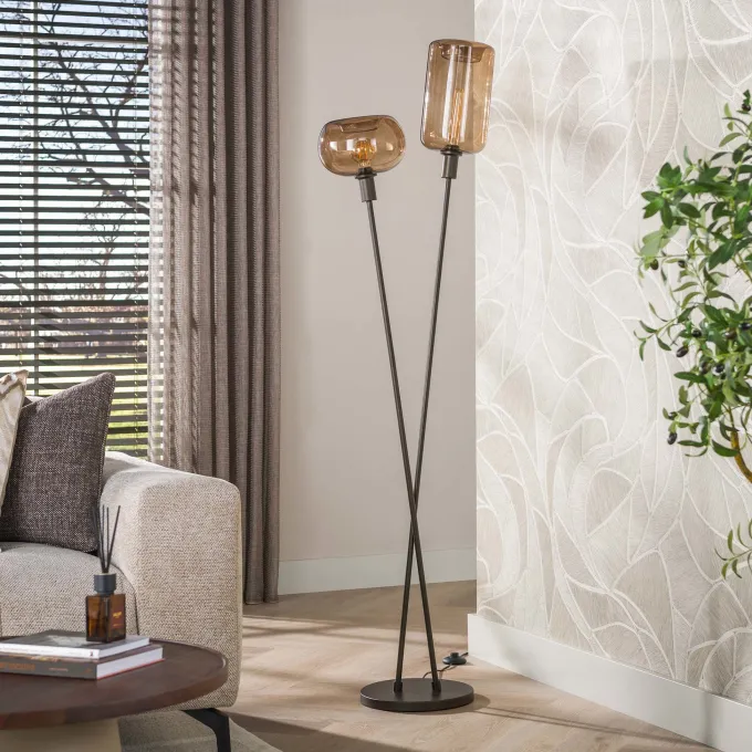 WoonStijl Vloerlamp Serene 2-lichts Sienna Bruin