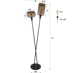 WoonStijl Vloerlamp Serene 2-lichts Sienna Bruin