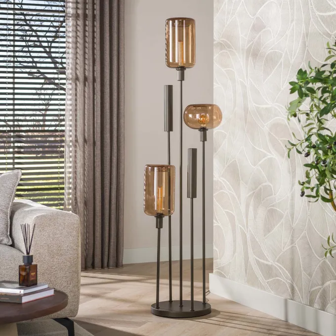 WoonStijl Vloerlamp Serene switch getrapt 2+3-lichts Sienna bruin