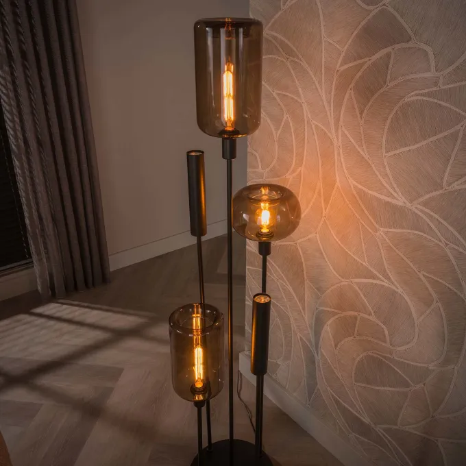 WoonStijl Vloerlamp Serene switch getrapt 2+3-lichts Sienna bruin
