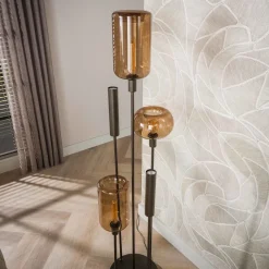 WoonStijl Vloerlamp Serene switch getrapt 2+3-lichts Sienna bruin