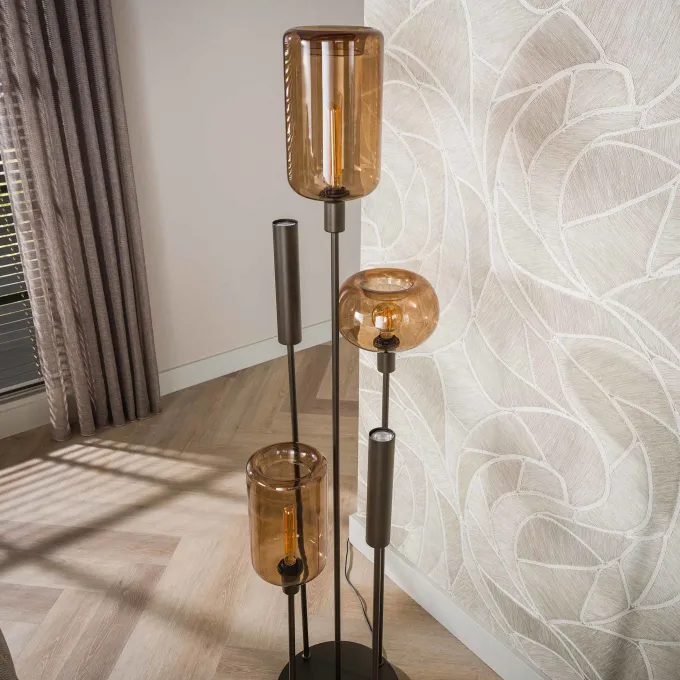WoonStijl Vloerlamp Serene switch getrapt 2+3-lichts Sienna bruin