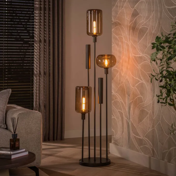 WoonStijl Vloerlamp Serene switch getrapt 2+3-lichts Sienna bruin