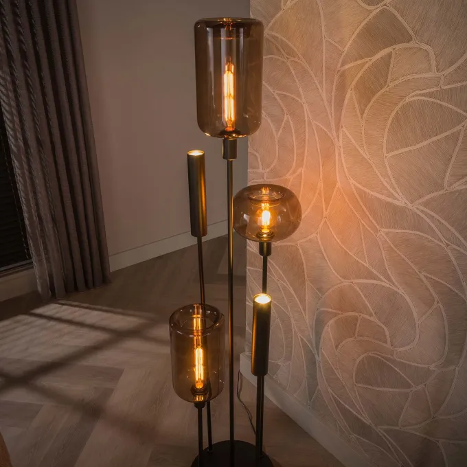 WoonStijl Vloerlamp Serene switch getrapt 2+3-lichts Sienna bruin