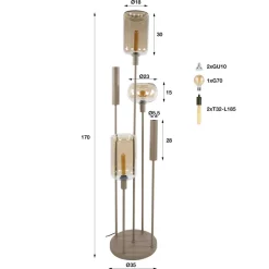 WoonStijl Vloerlamp Serene switch getrapt 2+3-lichts Beige