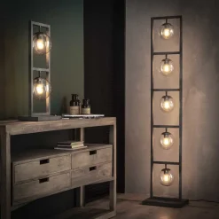 WoonStijl Vloerlamp tower 5x Ø15 glas / Oud zilver showroommodel