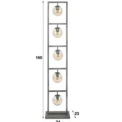 WoonStijl Vloerlamp tower 5x Ø15 glas / Oud zilver showroommodel