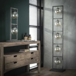 WoonStijl Vloerlamp tower 5x Ø15 glas / Oud zilver showroommodel