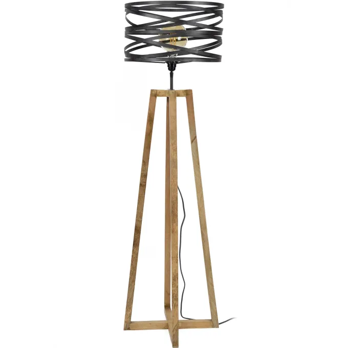 WoonStijl Vloerlamp twist houten kruisframe / Slate grey