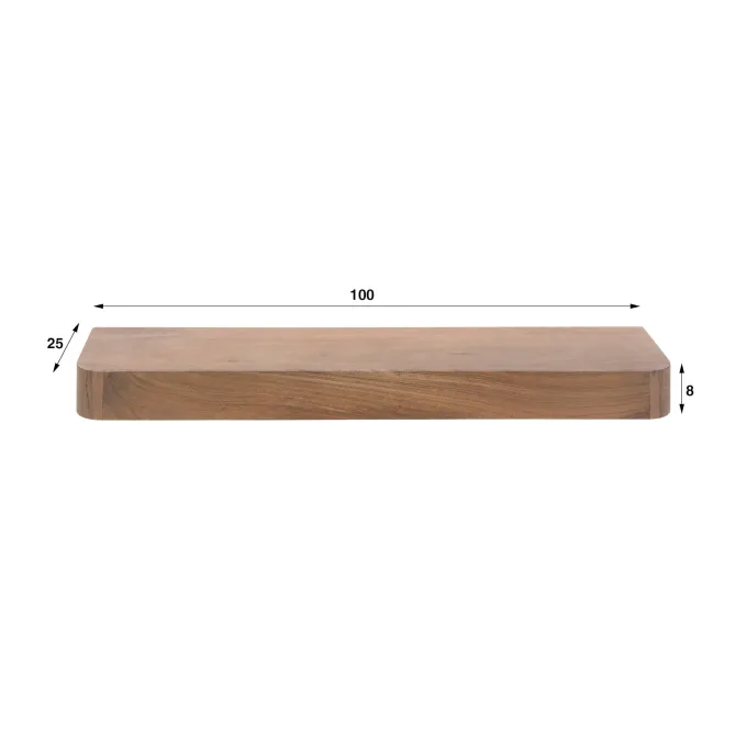 WoonStijl Wandplank Carve 100 cm acacia bruin