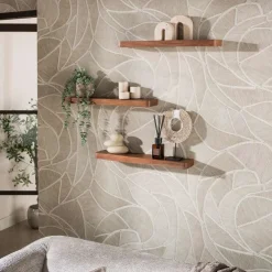 WoonStijl Wandplank Carve 60cm set van 3 Acacia bruin