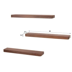 WoonStijl Wandplank Carve 60cm set van 3 Acacia bruin