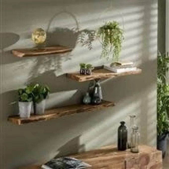 WoonStijl Wandplank 90 cm Edge - Houten wandplank met natuurlijke look