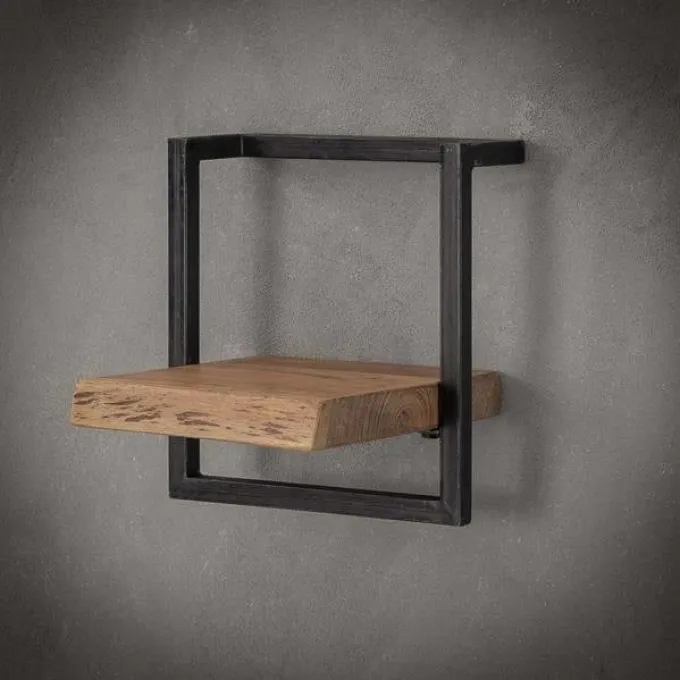 WoonStijl Wandplank Live Edge 30 cm breed met acaciahout en staal