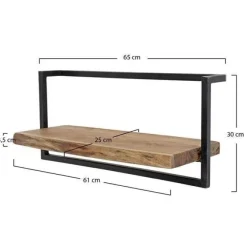 WoonStijl Wandplank Live Edge 65 cm - Industrieel Acaciahout