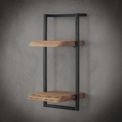 WoonStijl Wandplank Live Edge - 30 cm breed, 65 cm hoog - Acaciahout en Staal