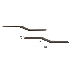 WoonStijl Wandplank Maya S-shape set van 2 teak espresso