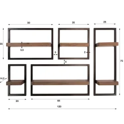 WoonStijl Wandschap Carve set van 5