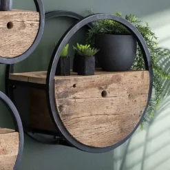WoonStijl Wandschap Circular Ø50 met lade - Robuust hardhout