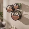 WoonStijl Wandschap Circular 1 lade Ø40cm Acacia bruin