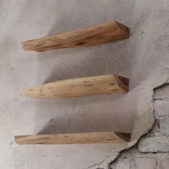 WoonStijl Wandschap Edge 60cm Set van 3 - Massief Acacia Natuurlijk