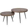 WoonStijl WoonStijl Salontafel set van 2 - Rond Metallic Antiek Brons