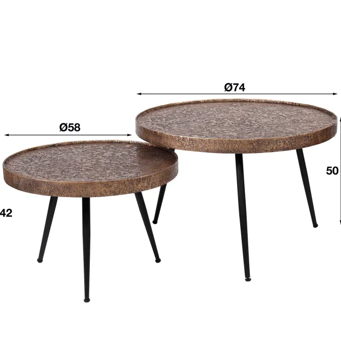 WoonStijl WoonStijl Salontafel set van 2 - Rond Metallic Antiek Brons