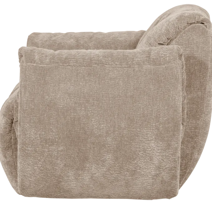 Woood Baggy draaifauteuil 3d chenille zand