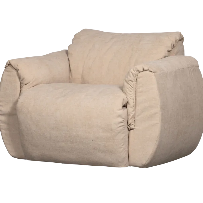 Woood Baggy draaifauteuil geweven chenille zand
