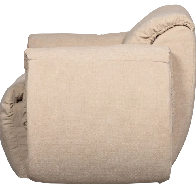 Woood Baggy draaifauteuil geweven chenille zand