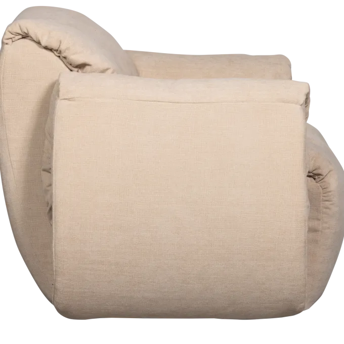 Woood Baggy draaifauteuil geweven chenille zand