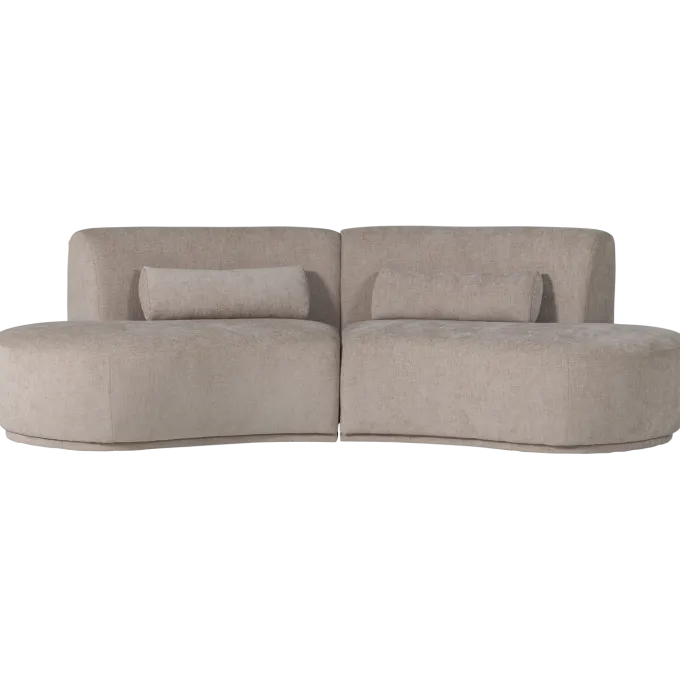 Woood Batavier half ronde bank 4-zits velvet melange zand