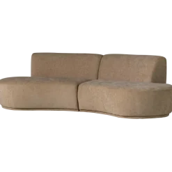 Woood Batavier half ronde bank 4-zits velvet melange lichtbruin