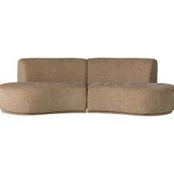Woood Batavier half ronde bank 4-zits velvet melange lichtbruin