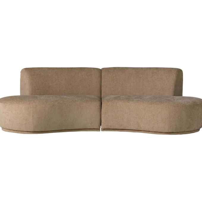 Woood Batavier half ronde bank 4-zits velvet melange lichtbruin
