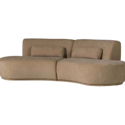 Woood Batavier half ronde bank 4-zits velvet melange lichtbruin